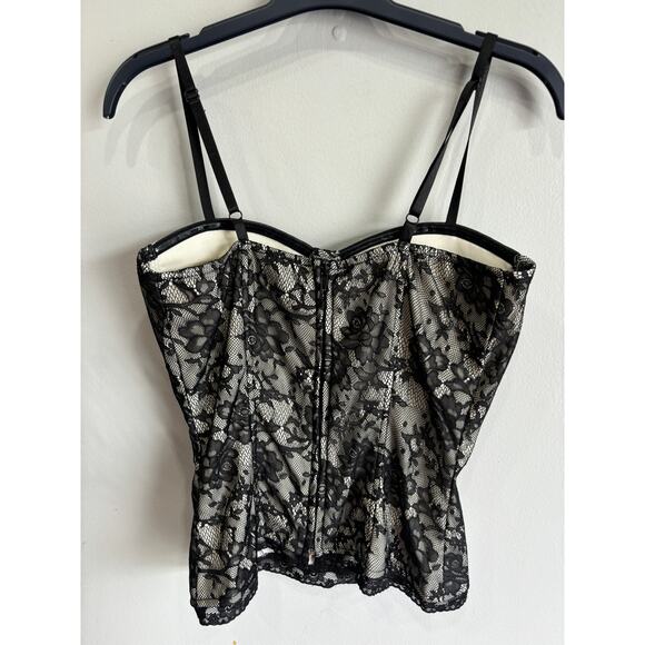 Charlotte Russe Black Lace Corset Top Womens sz Medium Whimsy Goth Y2K Fairy - Picture 3 of 4